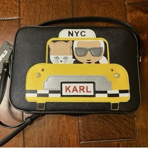 NWT Karl Lagerfeld Maybelle Paris Black NYC Taxi Cat Crossbody bag $178